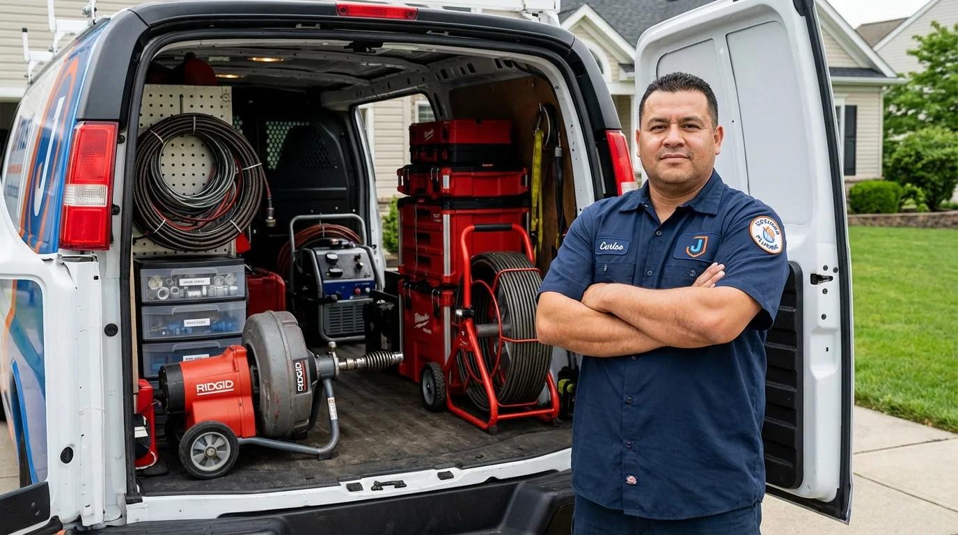 Professional drain cleaning equipment and Johns Plumbing LLC plumber in Beatrice