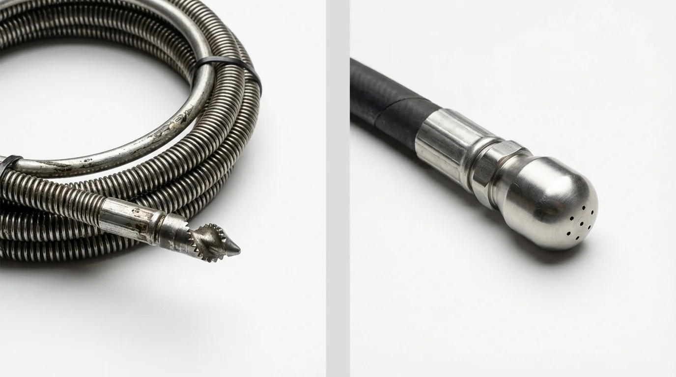 Drain snake cable and hydro jetting nozzle used for drain cleaning in Beatrice, NE