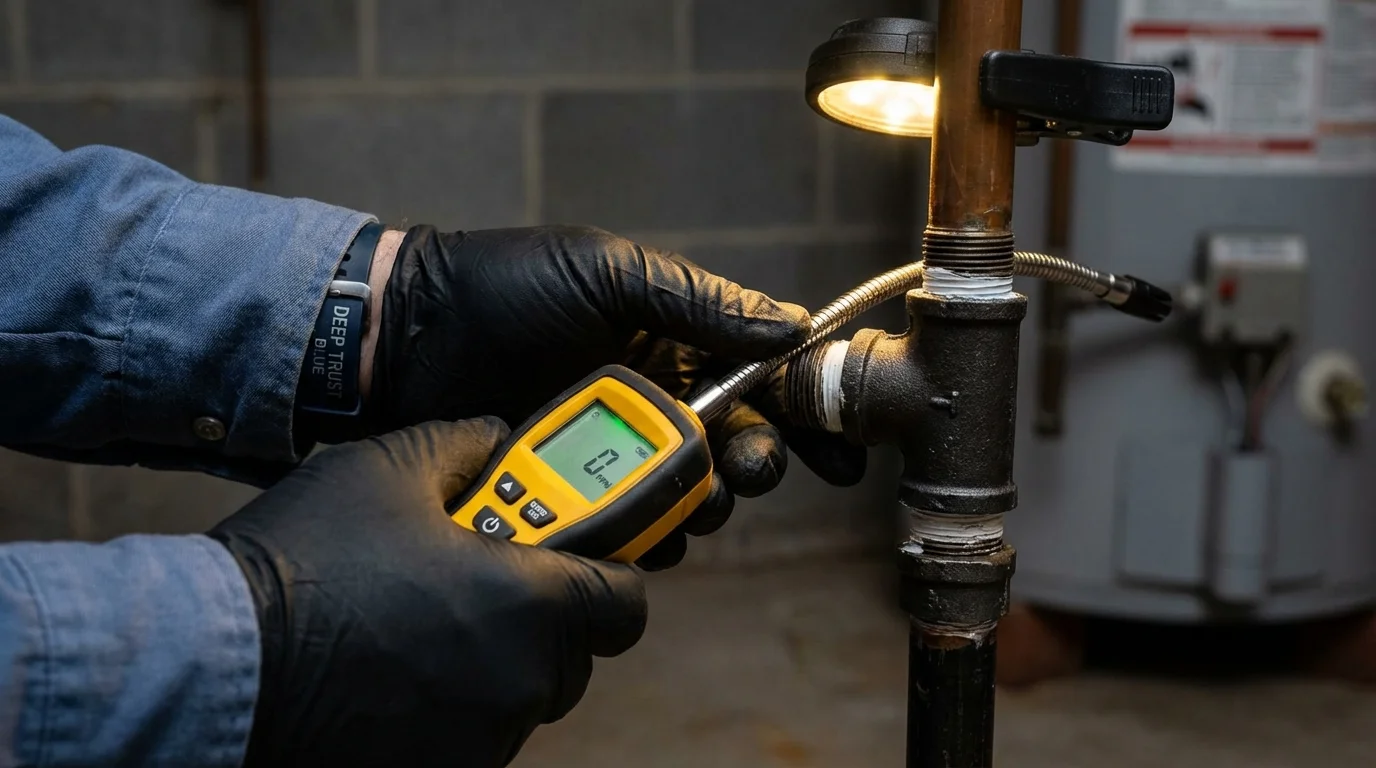 Gas leak detection with electronic sniffer by Johns Plumbing LLC in Beatrice